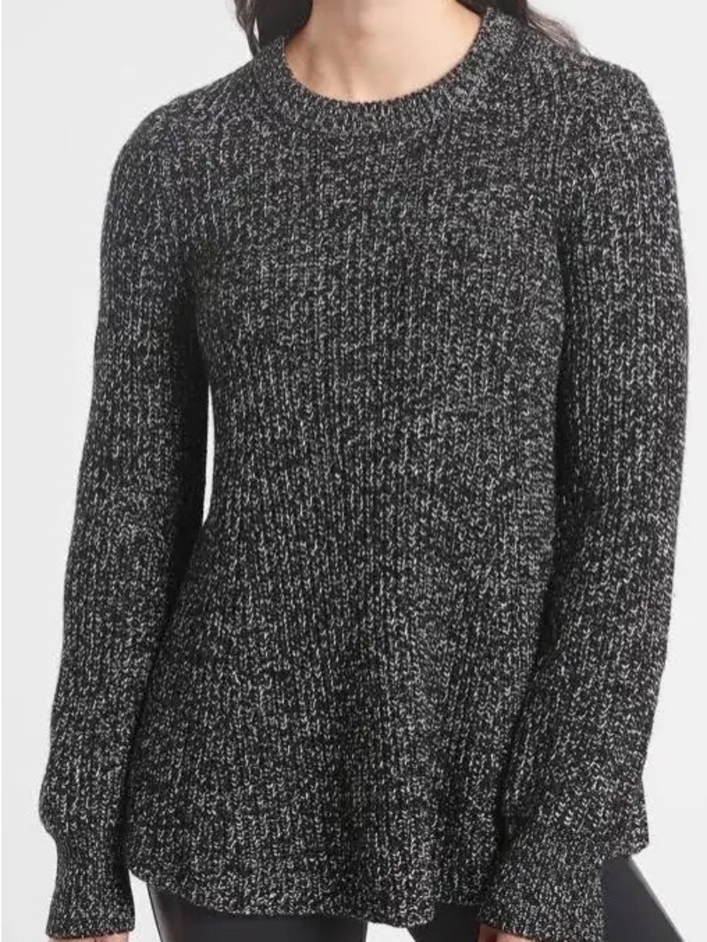 Athleta Black & White Marled Crewneck Sweater